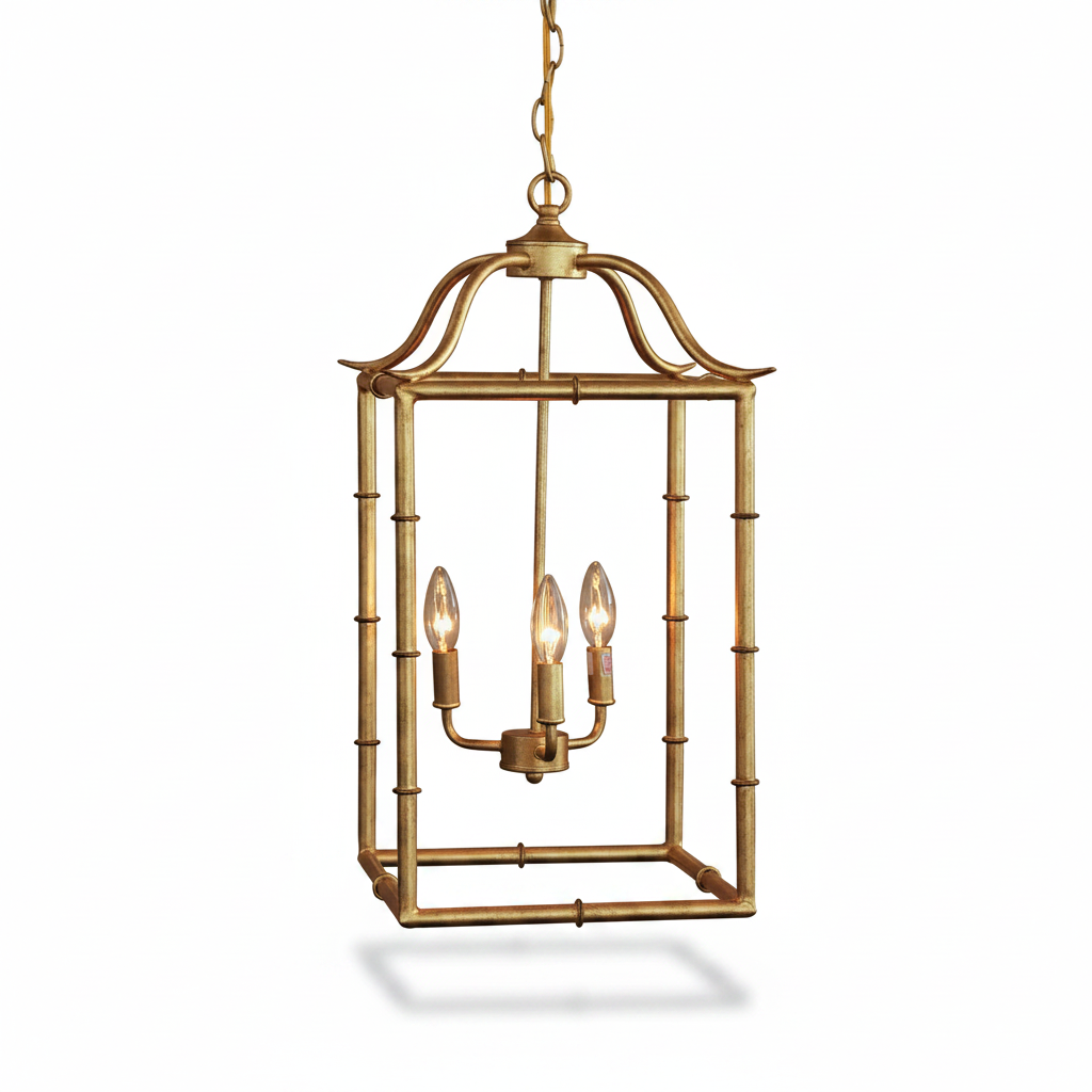 Doheny Gold Leaf Three Arm Pendant Light