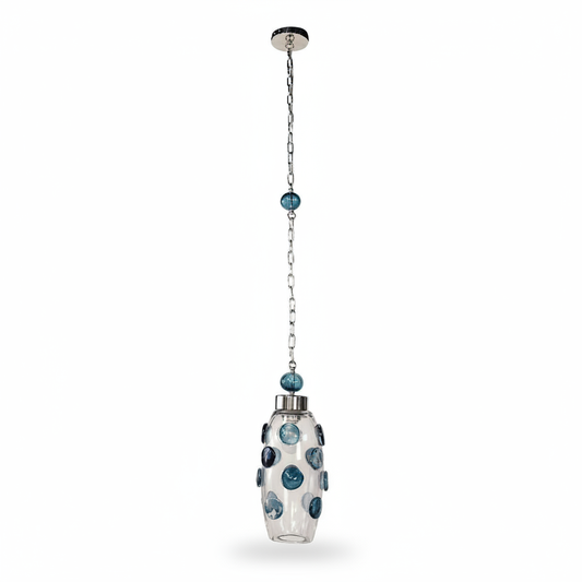 Cerulean Spots Pendant Handblown Glass Stainless Steel