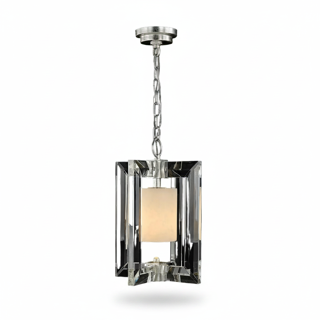 Lucan Small Pendant Distressed Silver Crystal Alabaster