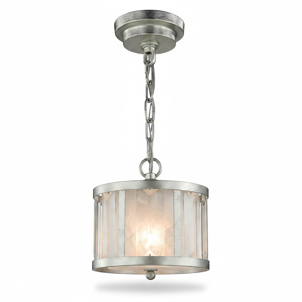 Lucan Small Pendant Distressed Silver Crystal Alabaster