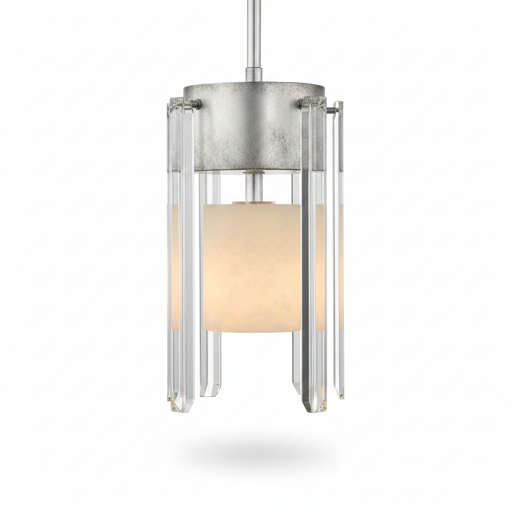 Lucan Small Pendant Distressed Silver Crystal Alabaster