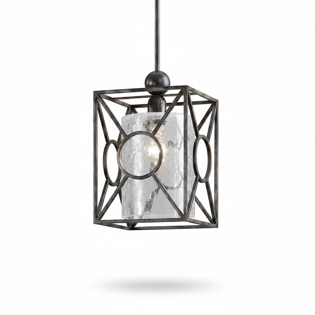 Arbela Rust Black Crackled Glass Mini Pendant