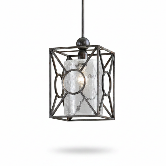 Arbela Rust Black Crackled Glass Mini Pendant