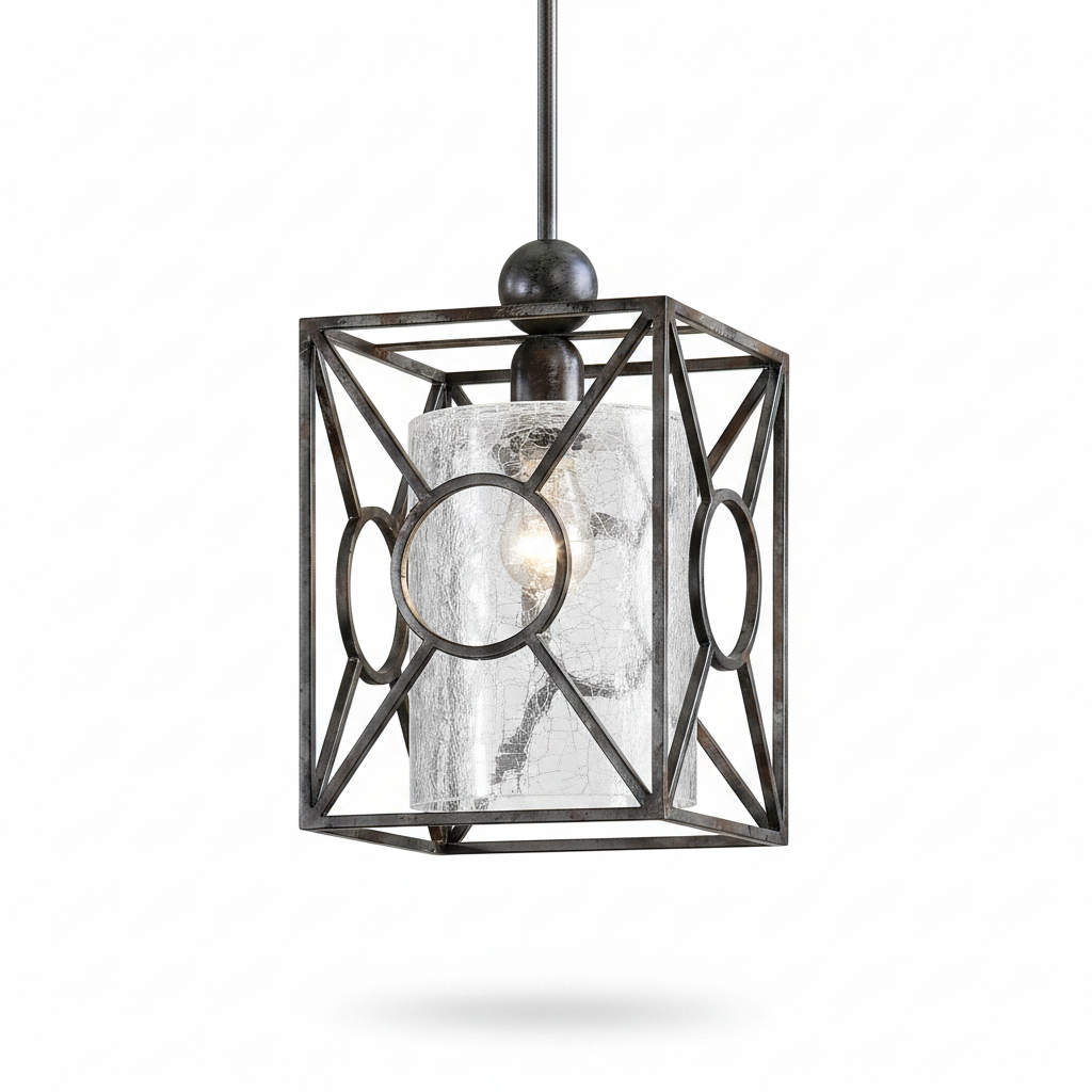 Arbela Rust Black Crackled Glass Mini Pendant