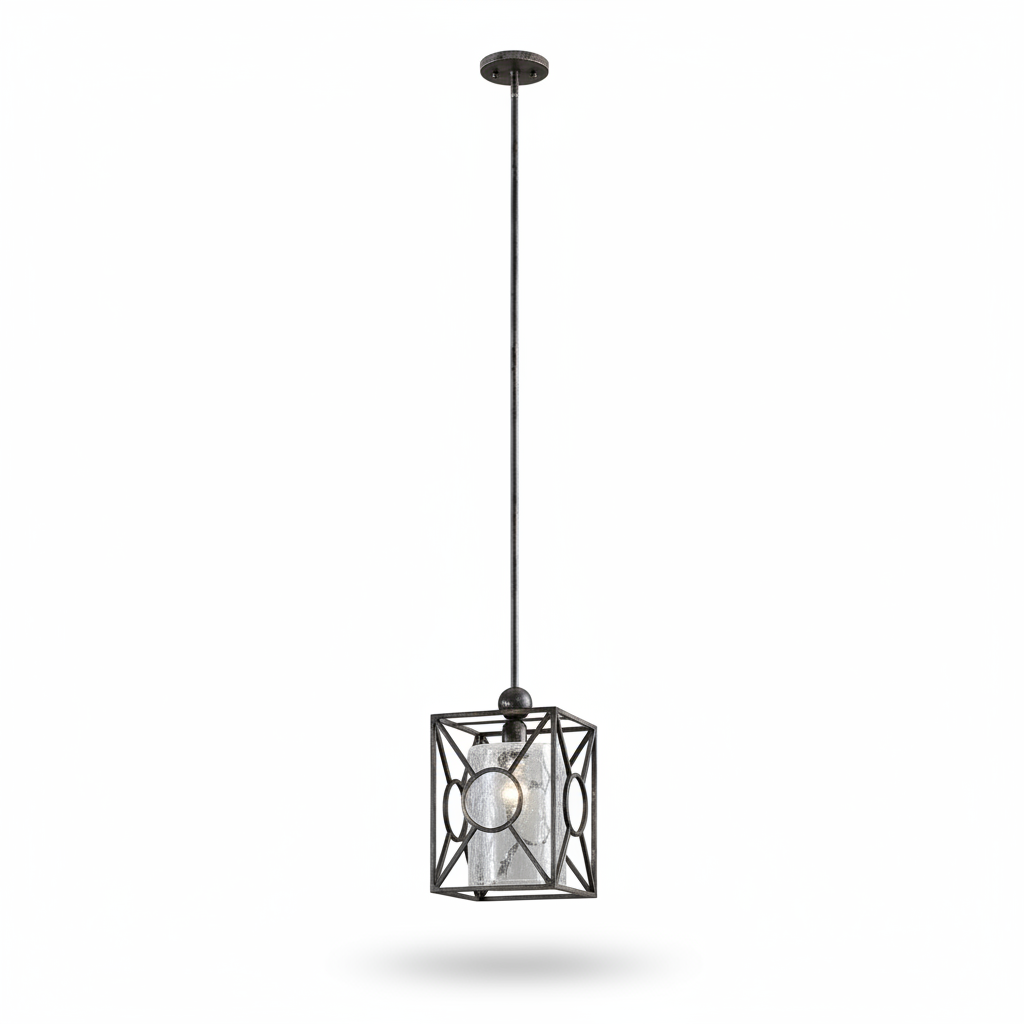 Arbela Rust Black Crackled Glass Mini Pendant