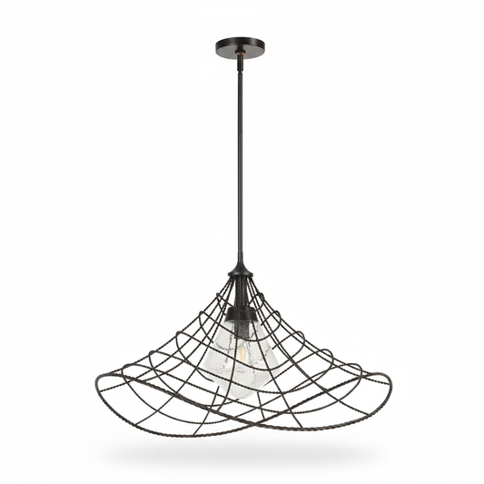 Whirlwind Bronze Twisted Metal Indoor Outdoor Pendant