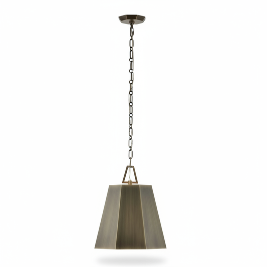 Granada Hexagon Brass Pendant with Weathered Finish