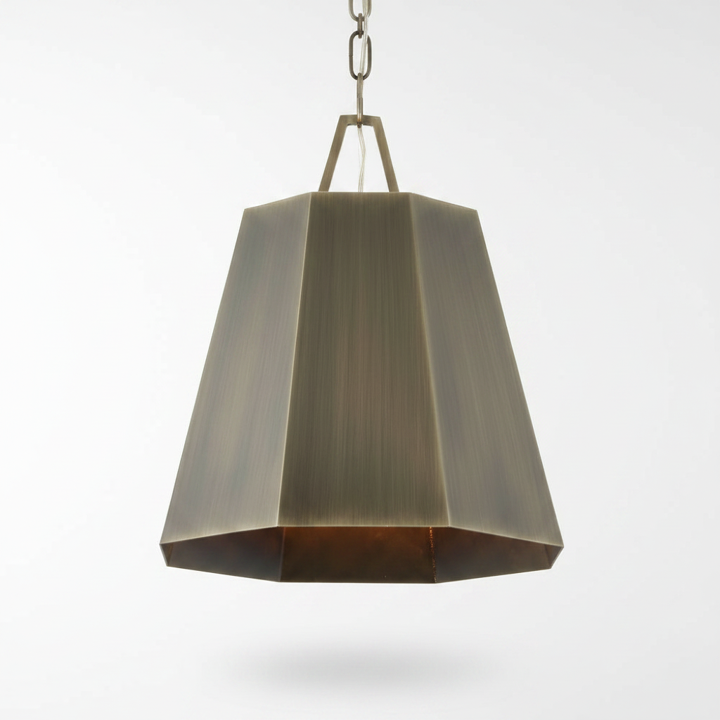 Granada Hexagon Brass Pendant with Weathered Finish