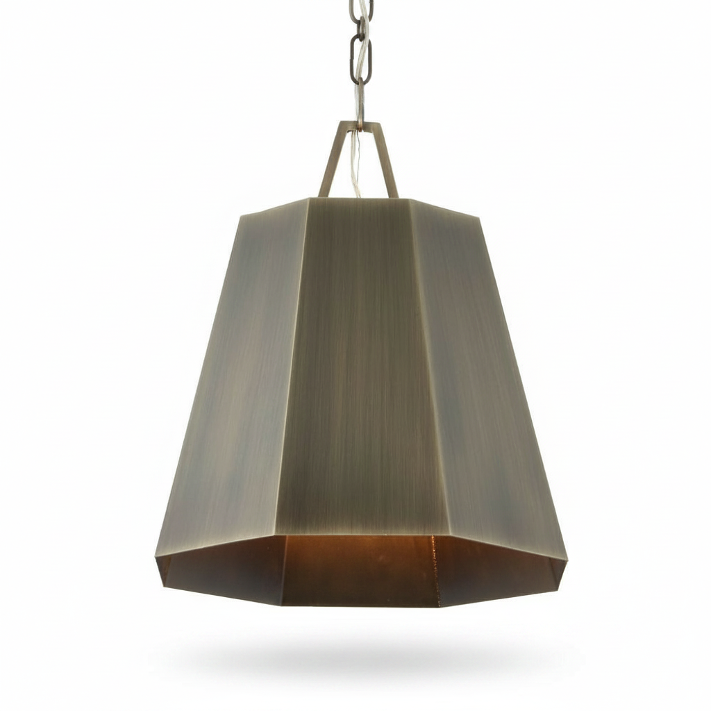 Granada Hexagon Brass Pendant with Weathered Finish