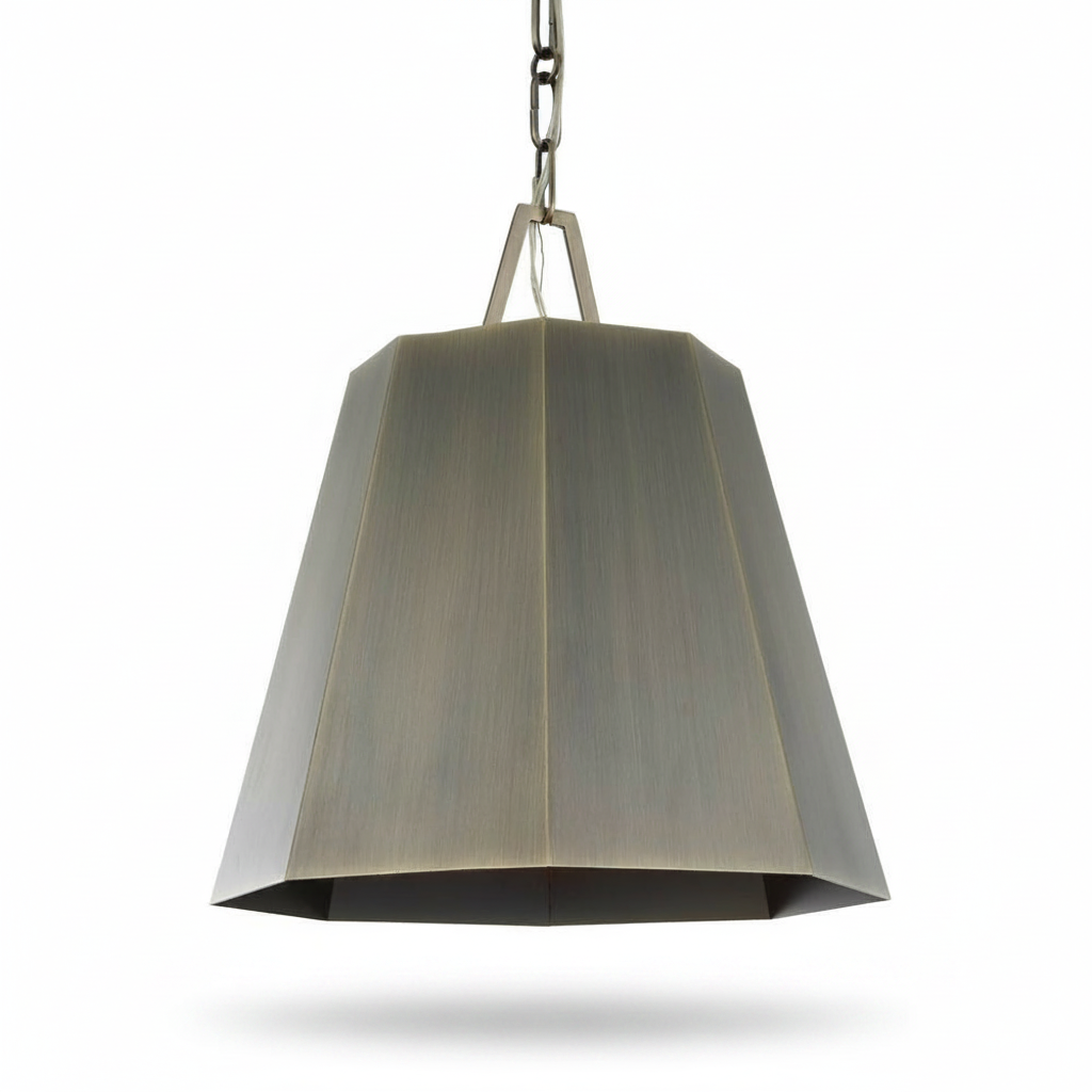 Granada Hexagon Brass Pendant with Weathered Finish